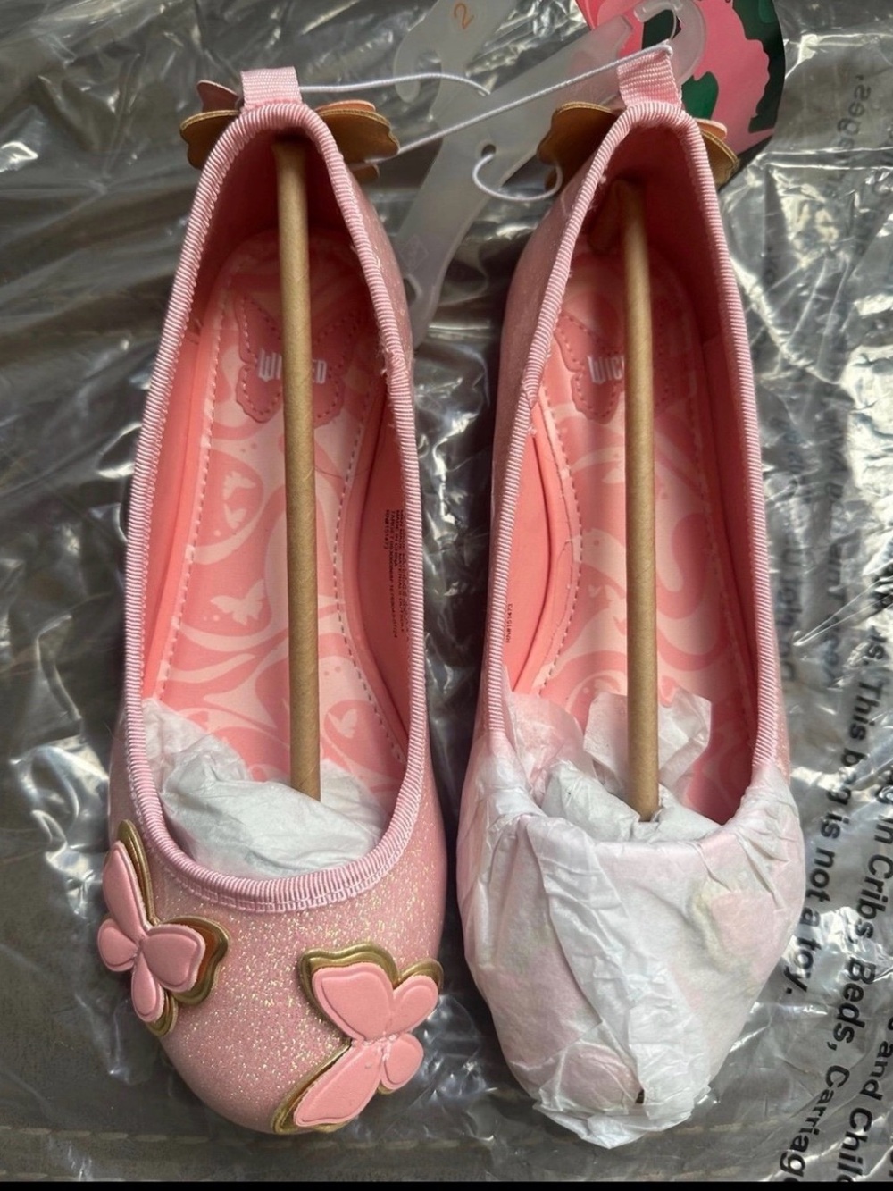 Wicked Pink Glitter Shoe with Gold Accent